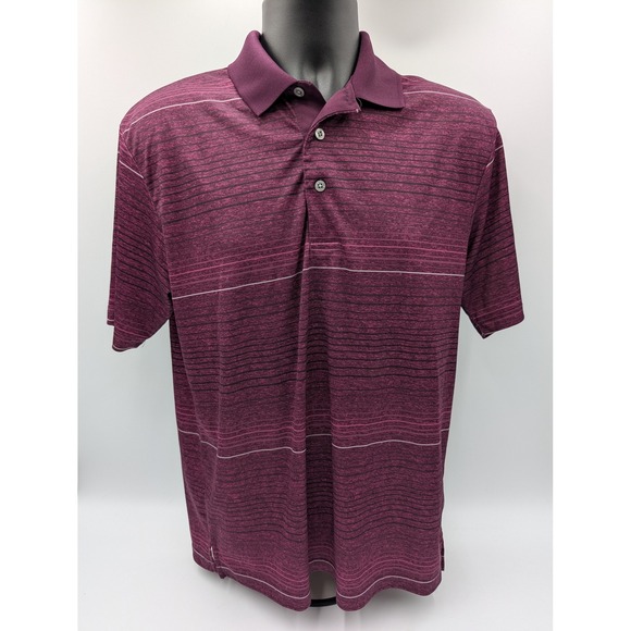 PG Tour Other - PG Tour Mens Medium Burgundy‎ Striped Golf Polo Shirt M